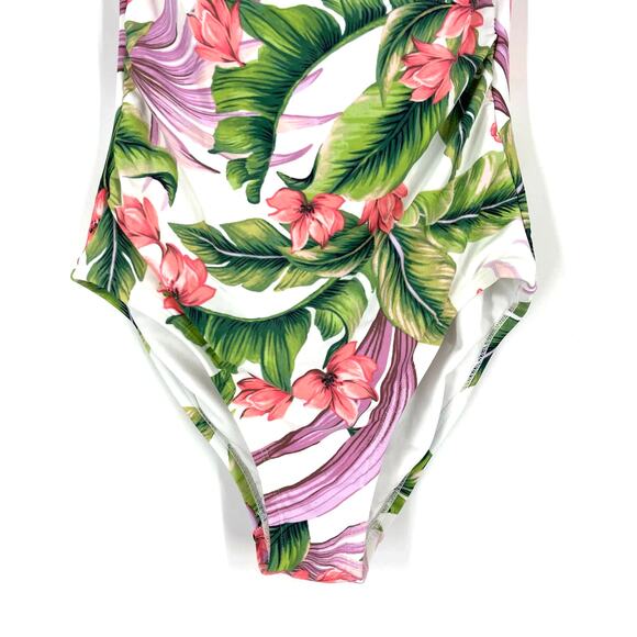 NWT Kona Sol One Piece Floral Swimsuit Size Medium 8/10 Off Shoulder Flounce - Picture 6 of 7